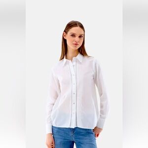 VAN LAACK Button-down embroidered blouse/shirtwhite 100% cotton size 4